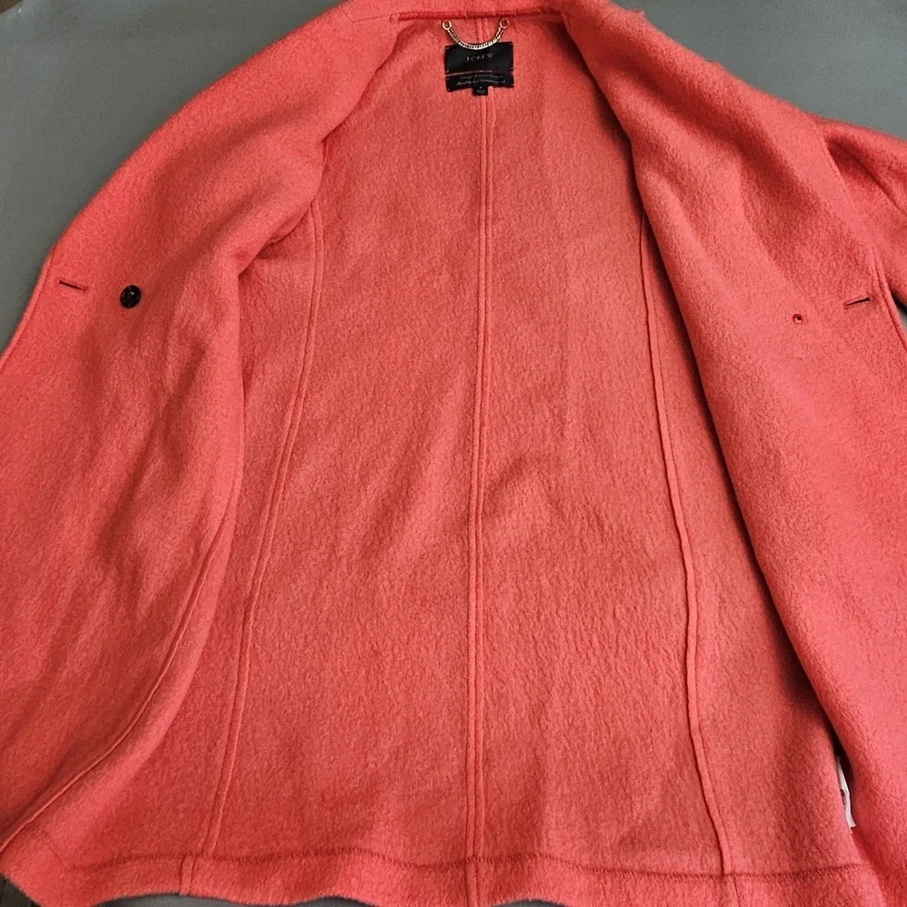 J. Crew Women's Daphne Topcoat Size 4 Coral Italian Boiled Wool J4864 - Picture 9 of 12